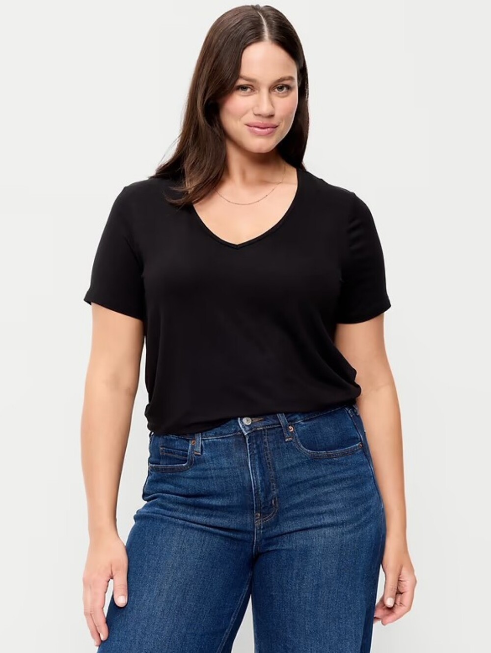 Old Navy Luxe Black V Neck Tee Size Medium Tall